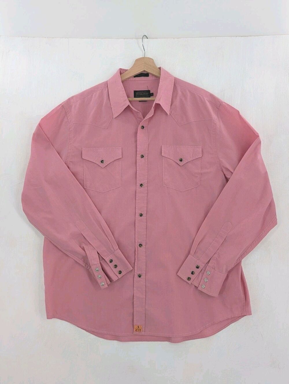 Pendleton Frontier Sz XL Western Pearl Snap Long Sleeve Shirt Pink Men's Cowboy